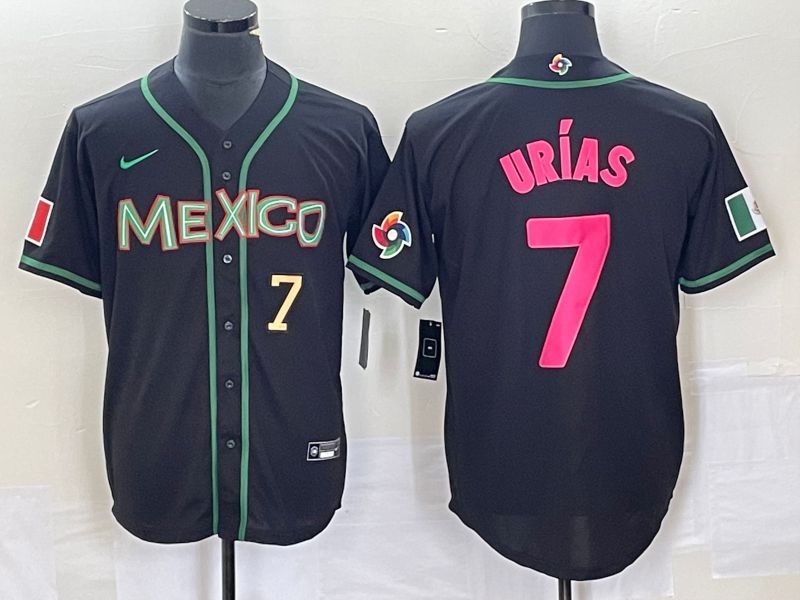 Men 2023 World Cub Mexico #7 Urias Black pink Nike MLB Jersey33->more jerseys->MLB Jersey